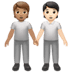 🧑🏽‍🤝‍🧑🏻 people holding hands: medium skin tone, light skin tone display on Apple